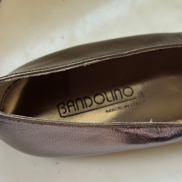 New Y2K Bandolino Metallic Bronze Silver leather Women's Flats 8N - Picture 6 of 7